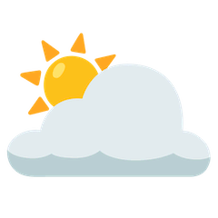 Солнце за большим облаком Эмодзи на Google Android и Chromebook
