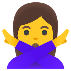 Woman Gesturing NO Emoji on Google Android and Chromebooks