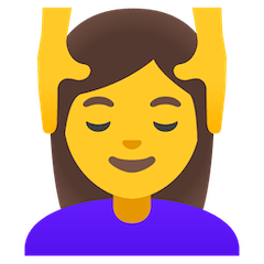 Frau, die eine Kopfmassage genießt Emoji Google Android, Chromebook