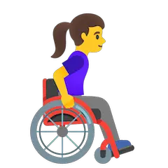 Femme en fauteuil roulant manuel tournée vers la droite on Google