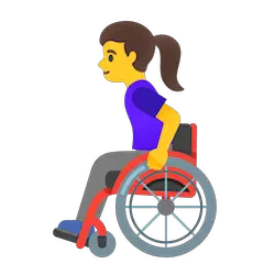 Женщина в ручном кресле-коляске Эмодзи на Google Android и Chromebook