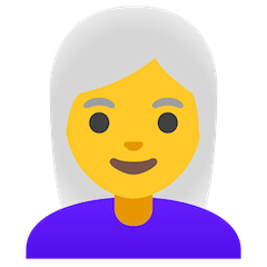👩‍🦳 Mujer con el pelo canoso Emoji en Google Android, Chromebooks