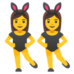 Femmes avec oreilles de lapin dansant Émoji Google Android, Chromebook