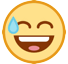 Grinsendes Gesicht mit zusammen­gekniffenen Augen und Schweißtropfen Emoji HTC