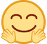 Fröhliches Gesicht mit umarmenden Händen Emoji HTC