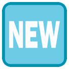 Simbolo con la parola “Nuovo” in lingua inglese Emoji HTC
