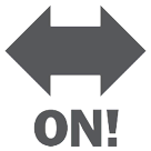 Freccia nera bidirezionale con la parola ON e il punto esclamativo Emoji HTC