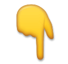 Dorso da mão com dedo indicador a apontar para baixo Emoji LG