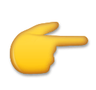 Dorso da mão com dedo indicador a apontar para a direita Emoji LG