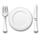 🍽️ Cuchillo y tenedor con un plato Emoji en LG