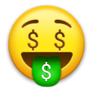 Cara con el símbolo del dólar en la boca Emoji LG