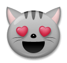 Muso di gatto sorridente con gli occhi a forma di cuore on LG