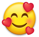 🥰 Cara sorridente com corações Emoji nos LG