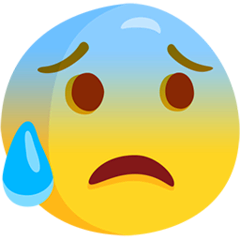 😰 Faccina con bocca aperta e sudori freddi Emoji su Messenger