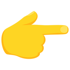 Dorso de una mano con el dedo índice señalando hacia la derecha Emoji Messenger