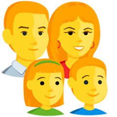 Família composta por mãe, pai, filho e filha Emoji Messenger