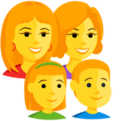 Family: Woman, Woman, Girl, Boy Emoji in Messenger