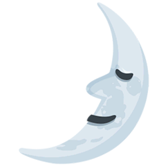 Luna en cuarto creciente con cara Emoji Messenger