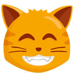 😸 Cara de gato com sorriso a mostrar os dentes Emoji nos Messenger