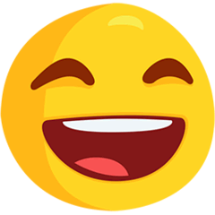 Cara com sorriso a mostrar os dentes e olhos semifechados Emoji Messenger