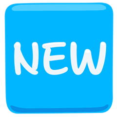 Simbolo con la parola “Nuovo” in lingua inglese Emoji Messenger