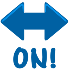 Freccia nera bidirezionale con la parola ON e il punto esclamativo Emoji Messenger