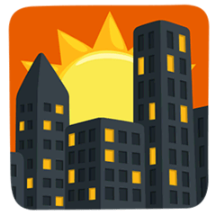 Puesta de sol sobre edificios Emoji Messenger