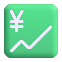 Gráfico com valores ascendentes e símbolo de iene Emoji Windows