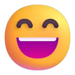 Cara com sorriso a mostrar os dentes e olhos semifechados Emoji Windows