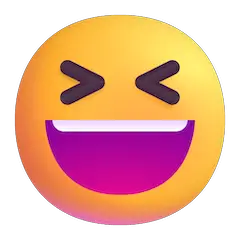 Cara com sorriso a mostrar os dentes e os olhos bem fechados Emoji Windows