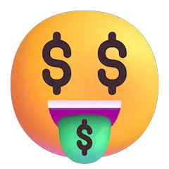 🤑 Cara con el símbolo del dolar en la boca Emoji en Windows