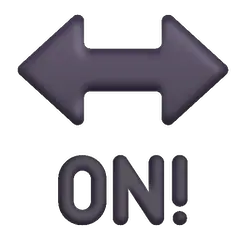 Freccia nera bidirezionale con la parola ON e il punto esclamativo Emoji Windows
