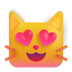 Tête de chat souriant aux yeux en forme de cœur Émoji Windows