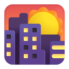 Puesta de sol sobre edificios Emoji Windows
