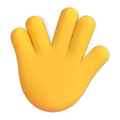 Mão aberta com separação entre o dedo médio e o anelar Emoji Windows