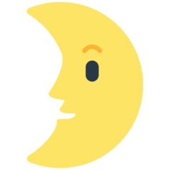 Luna en cuarto creciente con cara Emoji Mozilla