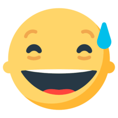 Cara con amplia sonrisa, los ojos entornados y una gota de sudor Emoji Mozilla