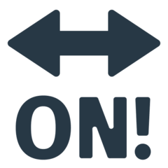 Freccia nera bidirezionale con la parola ON e il punto esclamativo Emoji Mozilla