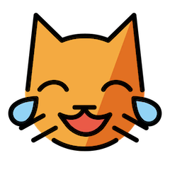 Cara de gato con lágrimas de alegría on Openmoji