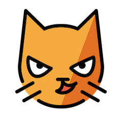 😼 Selbstgefällig grinsender Katzenkopf Emoji auf Openmoji