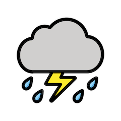 Wolke mit Blitz und Regen Emoji Openmoji