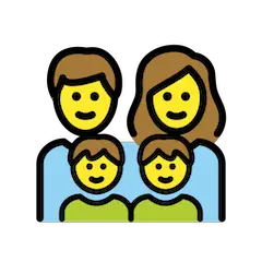 👨‍👩‍👦‍👦 Familia con la madre, el padre y dos hijos Emoji en Openmoji