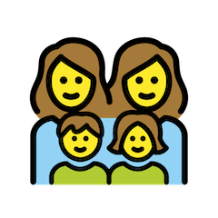 👩‍👩‍👧‍👦 Famille avec deux mères, un fils et une fille Émoji sur Openmoji