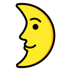 Luna en cuarto creciente con cara Emoji Openmoji
