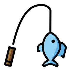 Caña de pescar con pez Emoji Openmoji