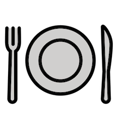 Fourchette et couteau avec assiette on Openmoji