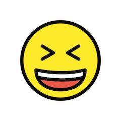 Cara com sorriso a mostrar os dentes e os olhos bem fechados Emoji Openmoji