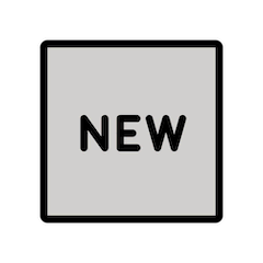 Simbolo con la parola “Nuovo” in lingua inglese Emoji Openmoji