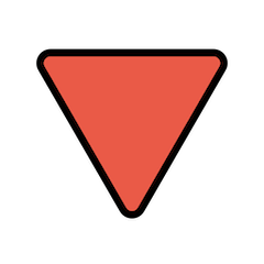 नीचे की ओर इशारा करता लाल त्रिभुज on Openmoji
