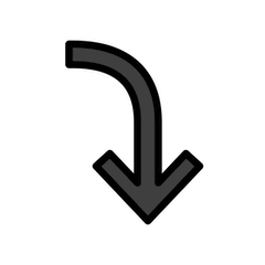 Flecha derecha doblándose hacia abajo Emoji Openmoji